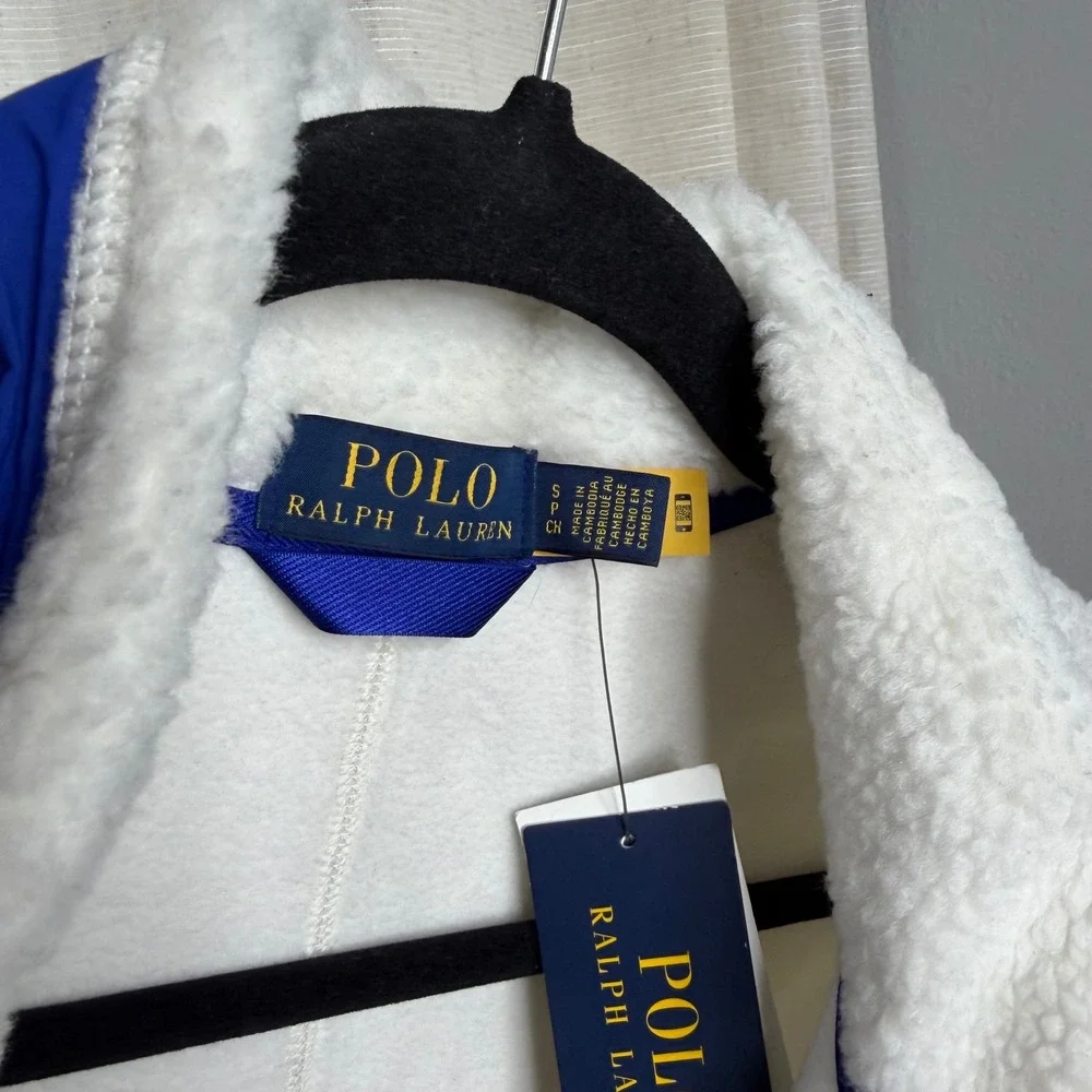 NWT Polo Ralph Lauren Bonded Pile Fleece Jacket Full Zip Clubhouse Cream Small‎